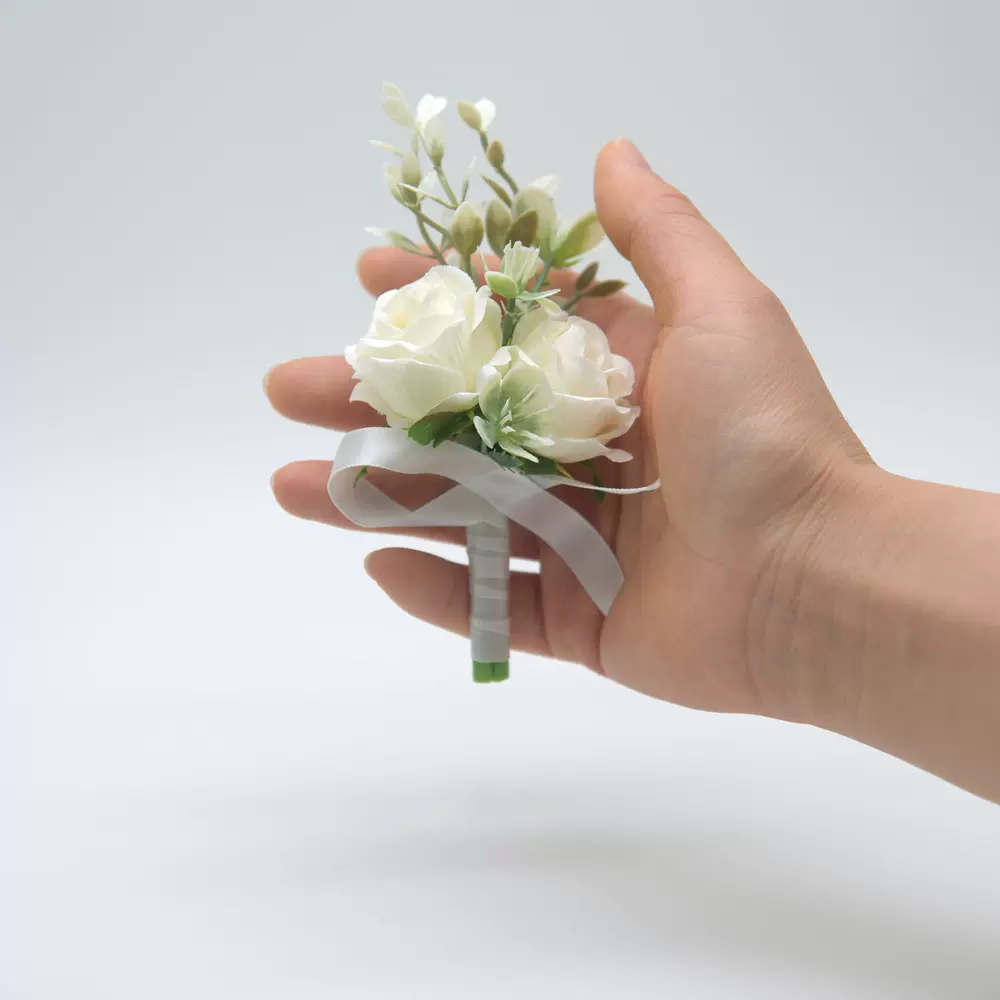 071永恒天使  婚礼伴郎新郎结婚胸花 仿真玫瑰新娘伴娘婚礼手腕花