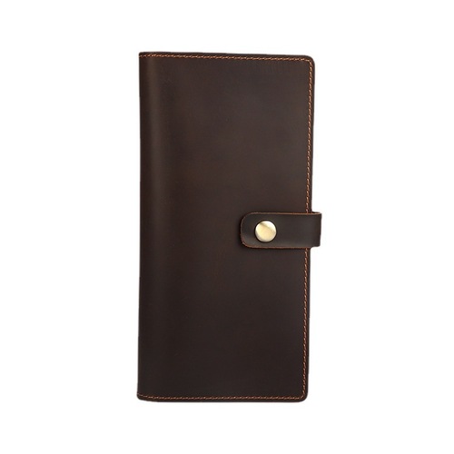 Amazon Imported Crazy Horse Leather Men's Wallet Long Genuine Calfskin Clasp Wallet Retro Simple