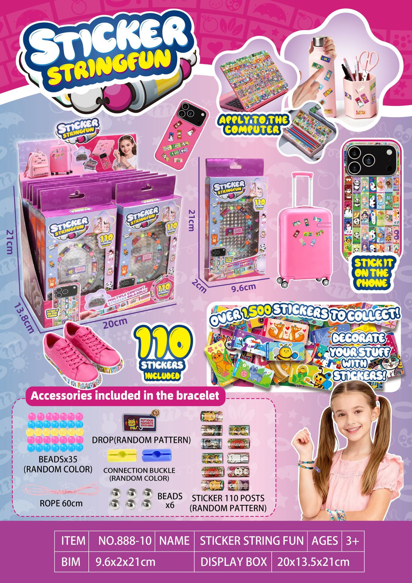 Pegatinas de juguetes para niños pulseras STICKI ROLL productos acabados creativos accesorios pegatinas de cuentas transfronterizas
