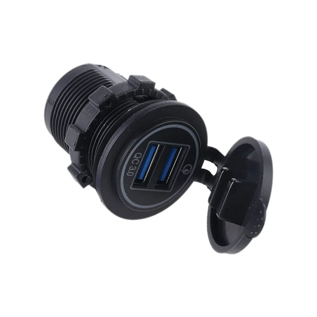 Автомобильный/мотоциклетный USB-зарядник с QC3.0, быстрая зарядка 12-24V