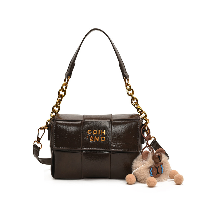 Bolso tejido de cuero de cera de aceite de alta calidad para mujer 2025 primavera nueva moda casual bandolera de moda de nicho