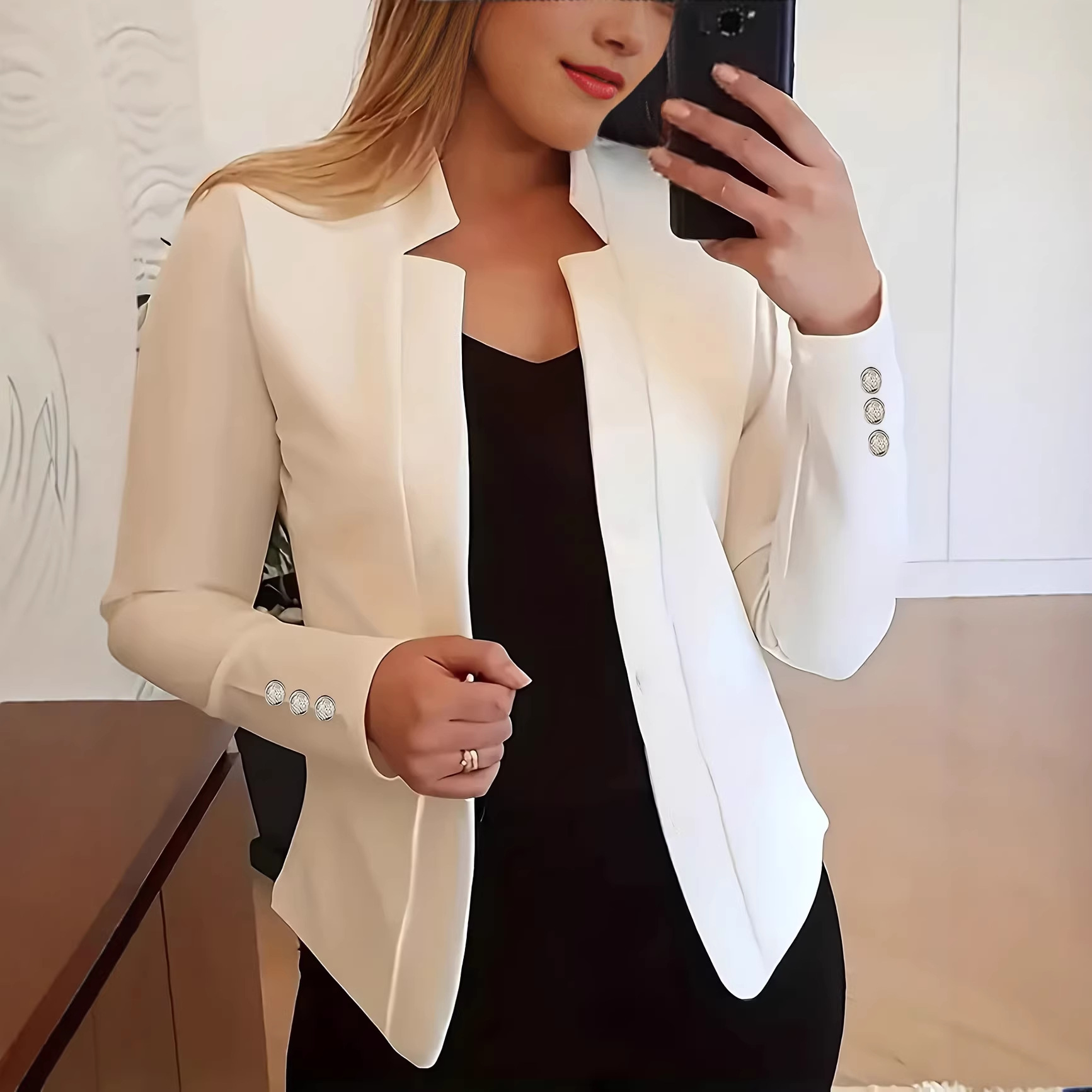 2025 European And American Fashion Women's Blazer New Casual Elegant Business Top 9601_voghion.com