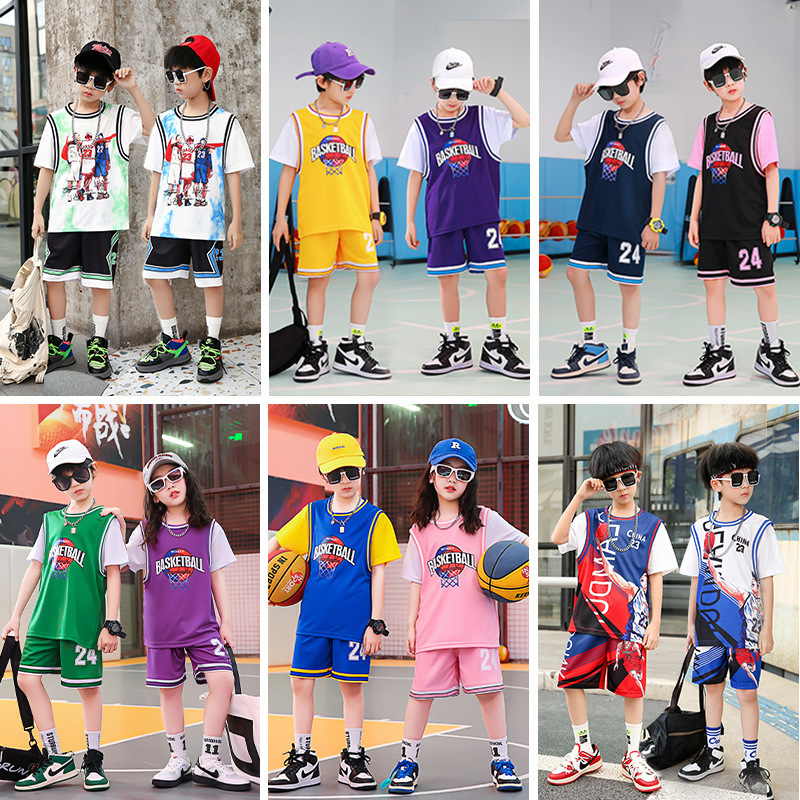 Cross-Border Exclusive Supply of 2025 Summer Children's Sports Suits Basketball Uniforms Men's Quick-Drying Training Suits Children's Jerseys Wholesale