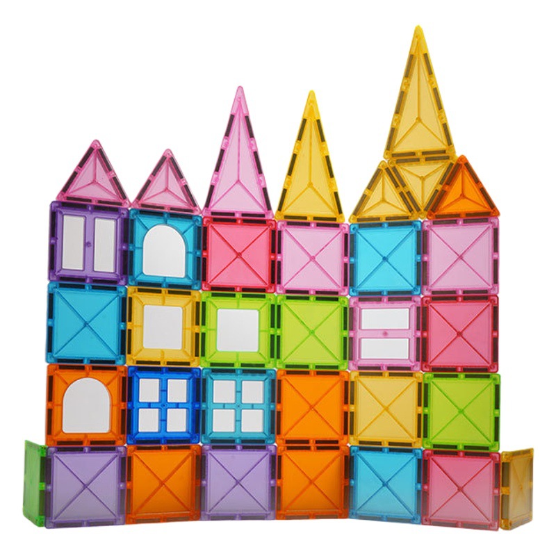 Qianman nuevo traje de hoja magnética de ventana de color medio helado superficie no diamante edificio bloques de construcción magnéticos tridimensionales juguete image 1