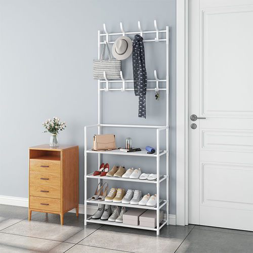 Simple hanging coat rack and shoe rack combo, home use, suitable for bedroom, living room, entryway, wardrobe rack