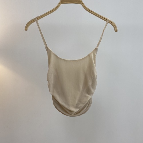 Small V-Neck Ruffled Retro Mesh Backless Top with Adjustable Straps