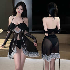 林林婷情趣内衣激情套装小胸诱惑透明性感免脱睡衣制服套装女2819