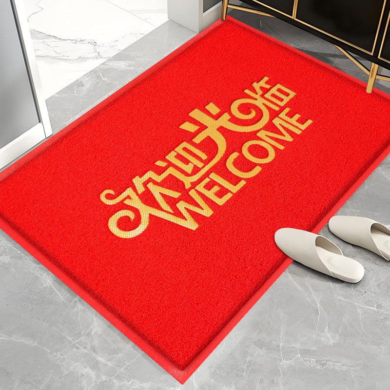 Bienvenido a la alfombra antideslizante, alfombra de puerta de entrada, alfombra de anillo de seda especial, alfombra antisucia al aire libre.