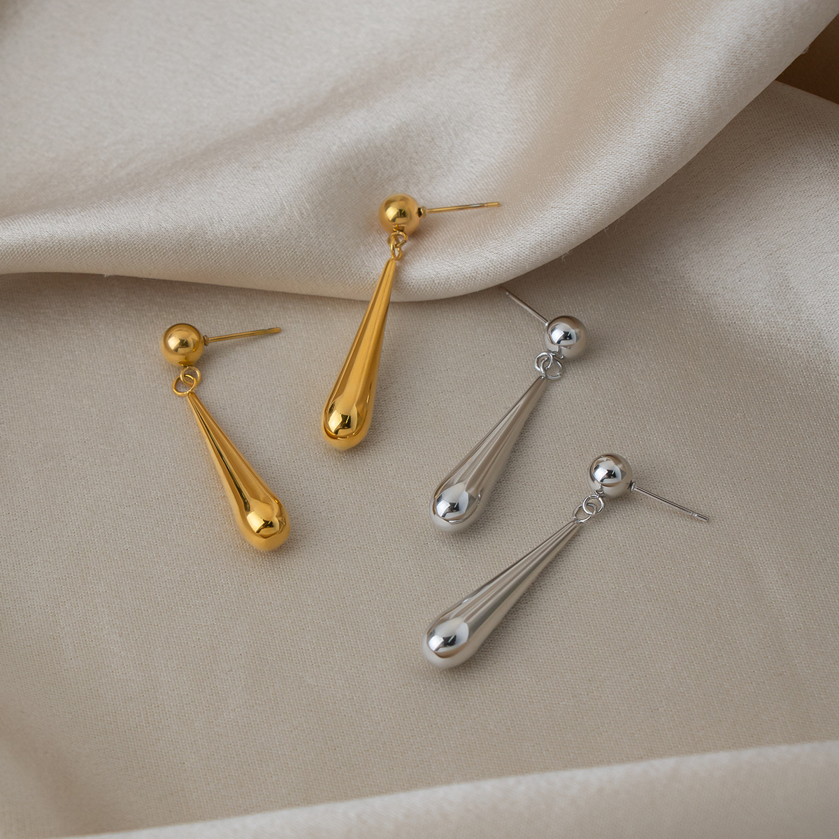 Yiyi European and American Fashion Water Drop Pendant Earrings Stainless Steel Vacuum-Plated 18K Gold Light Luxury Elegant Earrings for Women