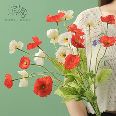 Ins韓国のコクリコ美人のケシのシミュレーションの花の部屋の装飾は花束の偽の花を並べて服装の撮影の道具を並べます。