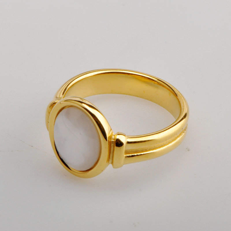 Titanium Steel 18K Gold Plated Elegant Inlay Round Shell Rings display picture 5