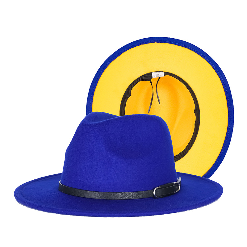 Sombrero de copa otoño e invierno europeo y americano británico contraste color moda Jazz sombrero simple popular color a juego fábrica personalización al por mayor