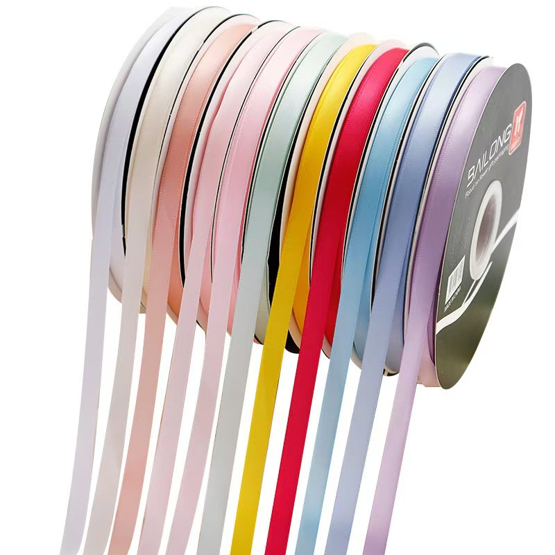 1cm de poliéster de doble cara cinta de color puro decoración de pastel caja de regalo embalaje floral cinta horneado cinta de decoración