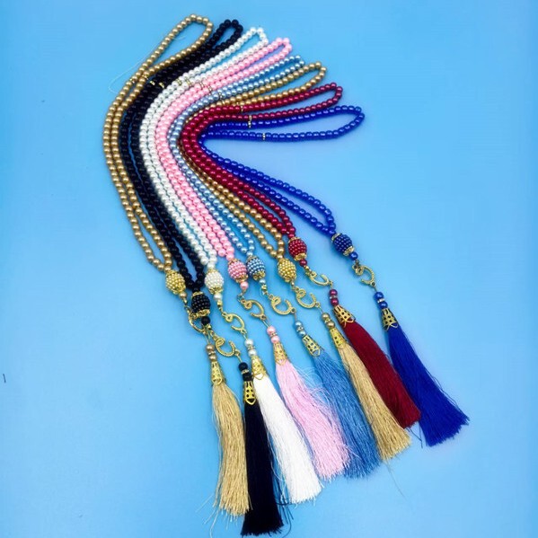 99 6mm glass imitation pearl TASBIH prayer beads, cross-border wholesale from the Middle East, original Hui ethnic supplies 99 6mm glass imitation pearl TASBIH prayer beads, cross-border wholesale from the Middle East, original Hui ethnic supplies