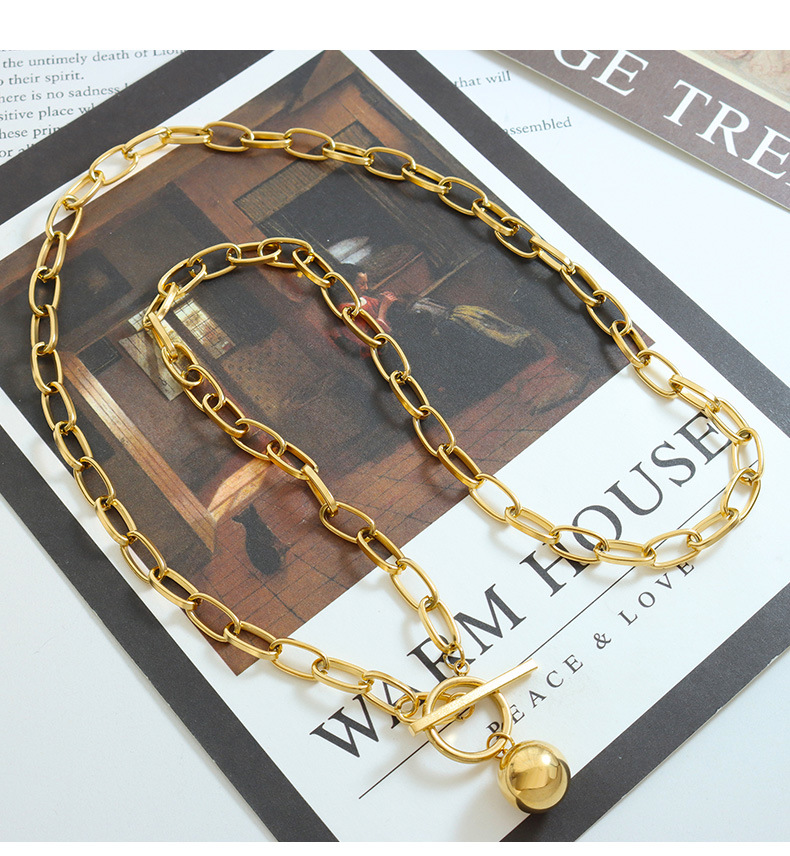 Fashion Geometric Bell Titanium Steel Necklace Patchwork Stainless Steel Necklaces