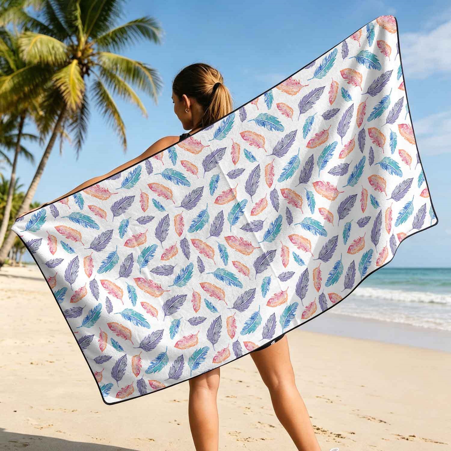 Geometric Bath Towel Car Seat Cover 2-in-1 Microfiber Outdoor Beach Car Dual-Use Universal Seat Cushion
