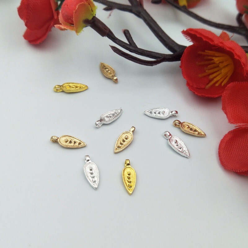 DIY jewelry accessories new alloy small leaves peacock feather small pendant hairpin handmade hair accessories pendant material