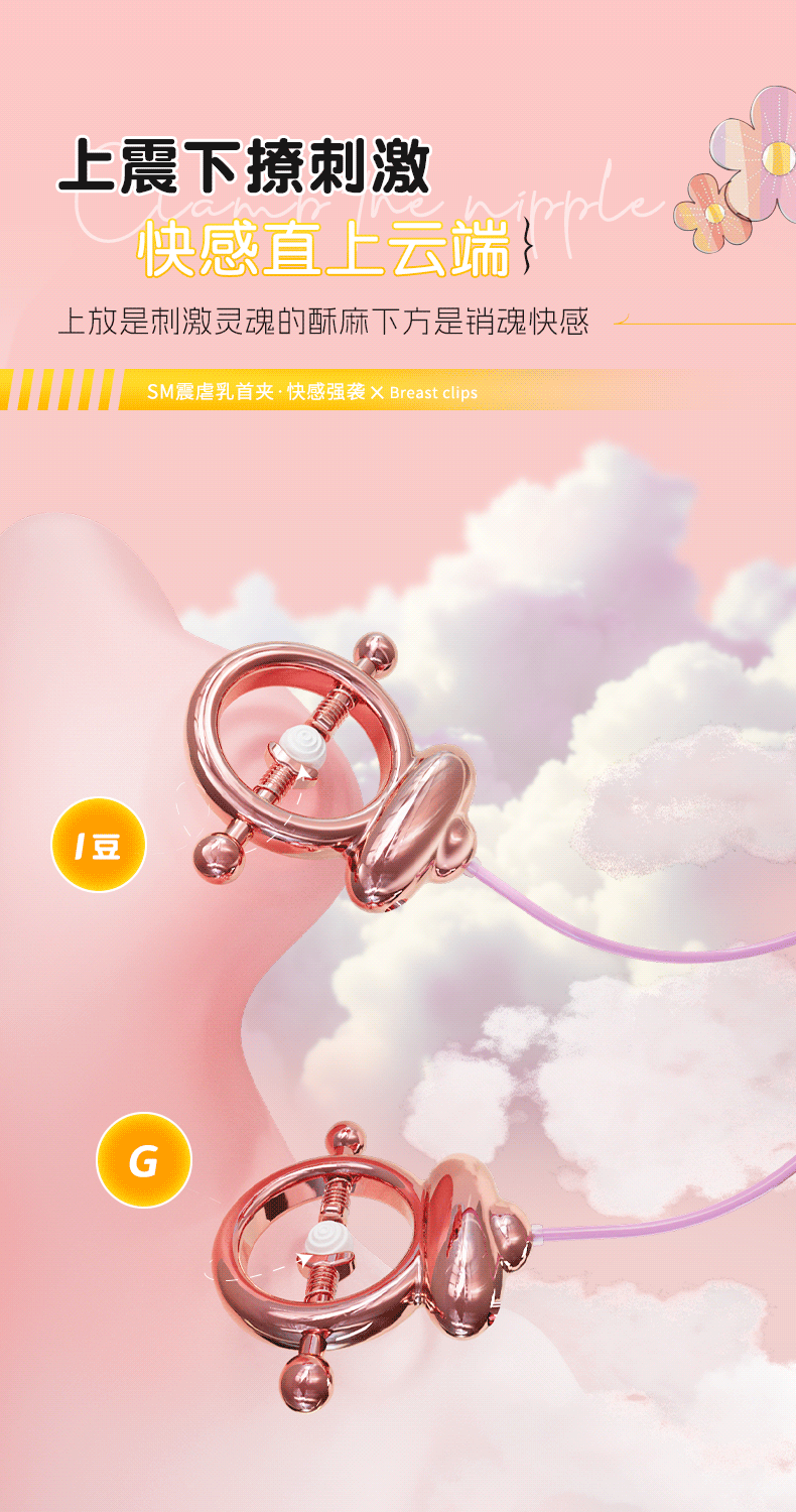 Vibrating Nipple Clamps with Remote Control, USB Rechargeable SM Couple Toy — detail image 19