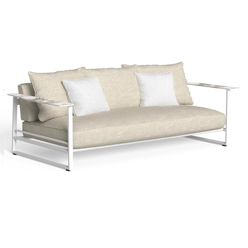 Sofá de acero inoxidable al aire libre, impermeable y protector solar, villa minimalista moderna, jardín de ocio, combinación de muebles de aleación de aluminio