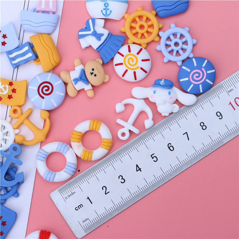 Directo de fábrica nueva serie océano dibujos animados pegamento crema epoxi DIY hecho a mano creativo pequeña joyería accesorios al por mayor