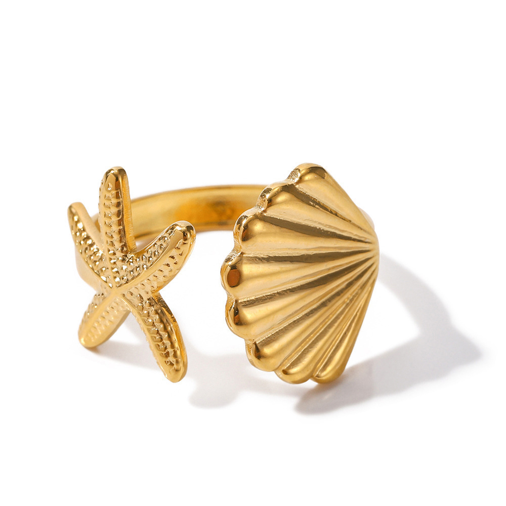 5g Weight 0.03µm-0.05µm Gold Plating Thickness PVD Coated Gold Plating Process Real Gold Plated Plating Material Zircon Inlay Material Rings, Earrings, Necklace Classification cable chain Chain Type Daily Occasion 304 Stainless Steel Material Starfish, Shell Pattern All Seasons Season Women's Gender IG Style, Marine Style Style Waterproof Non Tarnish, Inlay Craft PVD Coated Real Gold Plated 18K Gold Starfish Shell Titanium Steel IG Style Marine Style Waterproof Non Tarnish Rings Earrings Necklace 3