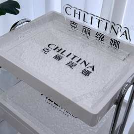 美容院托盘水波纹亚克力美甲工具摆件水疗碟子碗收纳长托LOGO