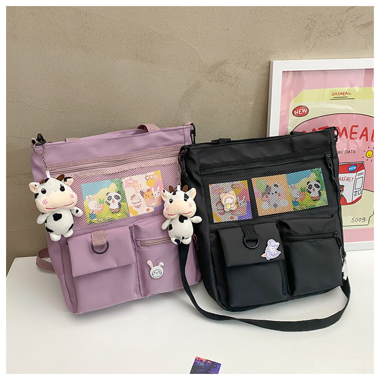 Large-capacity Japanese-style single-shoulder canvas bag for girls, versatile crossbody, ins, a tote bag for junior high school students' classes, and a schoolbag for after-school tutoring undefined