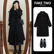 大衣女2025新款英伦风风衣中长款小个子黑色赫本风毛呢外套女秋冬