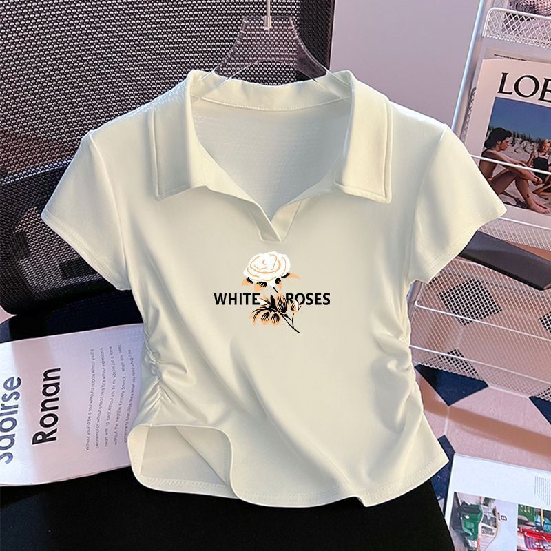 2025 夏の新ファッションレタープリントファッション右肩半袖 Tシャツ女性のルーズで多用途な外国スタイルのトップ|undefined