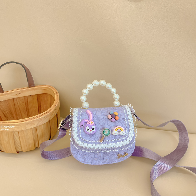 Bolso DE LOS NIÑOS bolsa de mensajero de las niñas moda perla bolso de moda accesorios de dibujos animados bolsa estilo Chanel monedero bolso