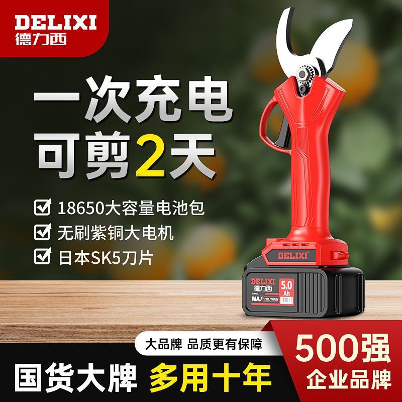 德力西电动剪刀果树修枝剪充电式修枝剪树剪刀锂电池强力园艺剪子