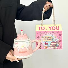 ガーリーな誕生日プレゼント蓋付きセラミックマグ家庭用朝食コーヒーカップ結婚式のお土産ギフト姉妹へ