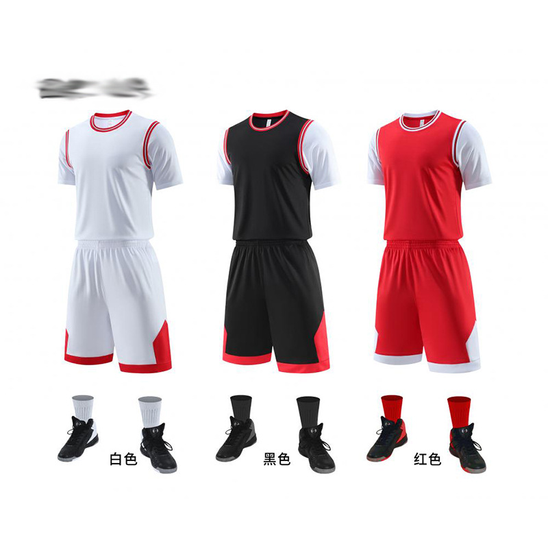 Quick-drying adult basketball training uniform middle school student competition team uniform Sports Jersey Boys and Girls Fake two pieces suit summer