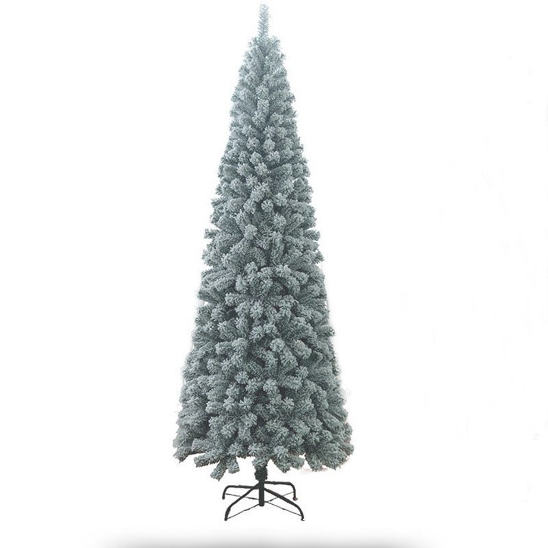 Nueva decoración navideña transfronteriza, árbol de Navidad de PVC realista para hotel, de pie, flocado, con diseño de lápiz, plegable, venta al por mayor de fábrica.