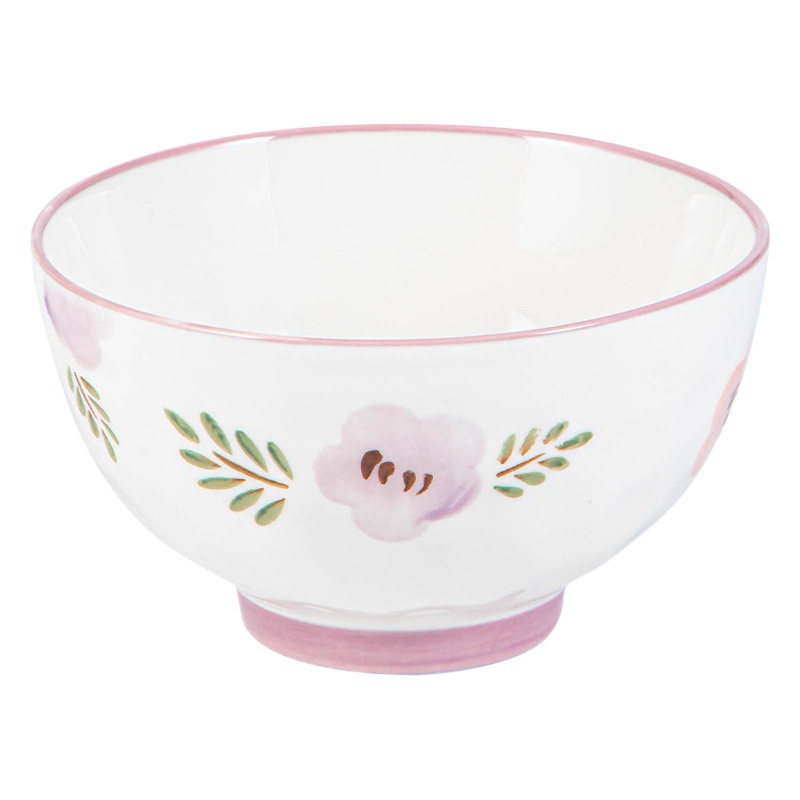 Tazón de alto valor púrpura flor vidriada color cerámica vajilla tazones combinación de platos hogar regalo al por mayor tazón de sopa binaural