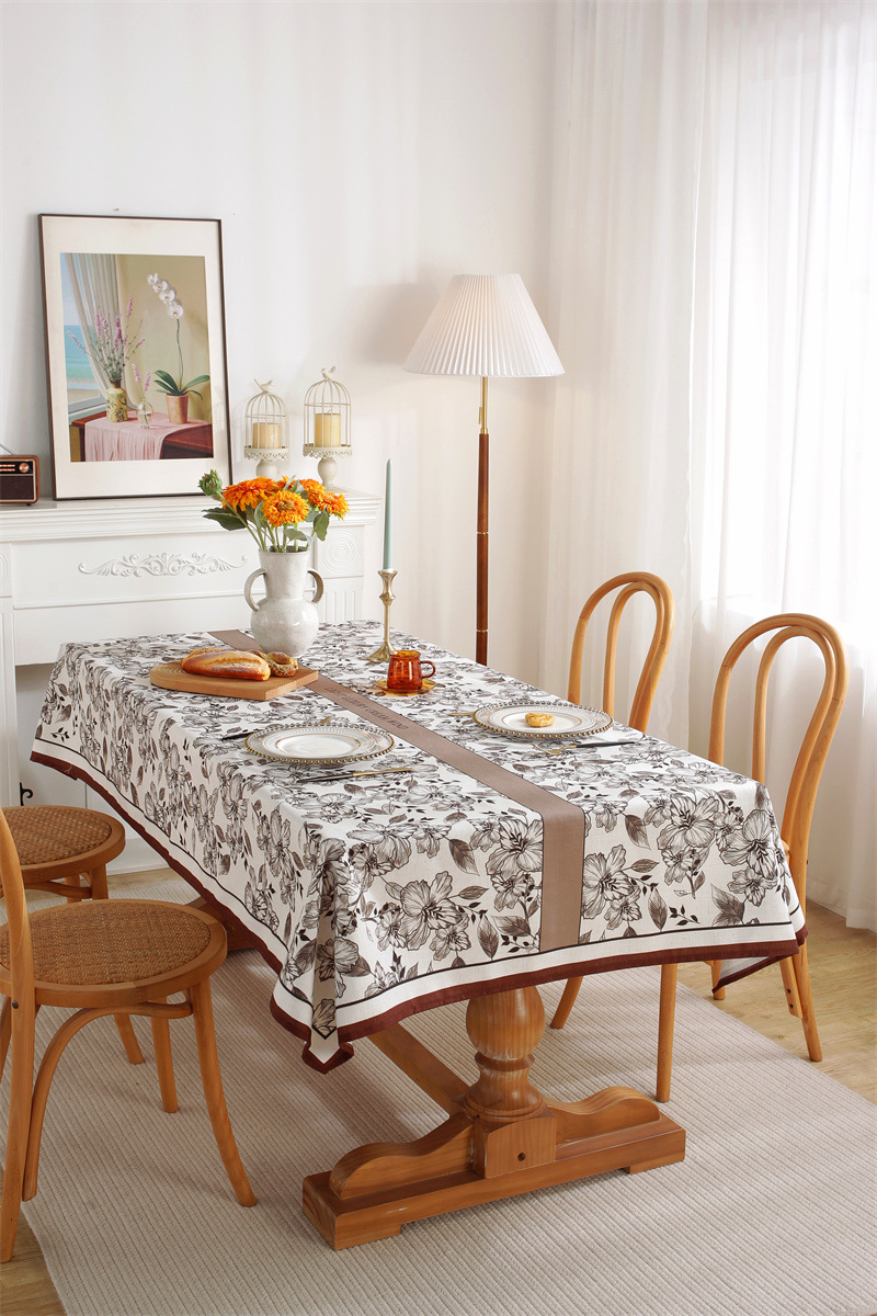 Rechteckige Couchtisch-Esstischdecke aus Polyester-Leinen im amerikanischen Retro-Stil mit Digitaldruck, erhältlich im Großhandel._voghion.com