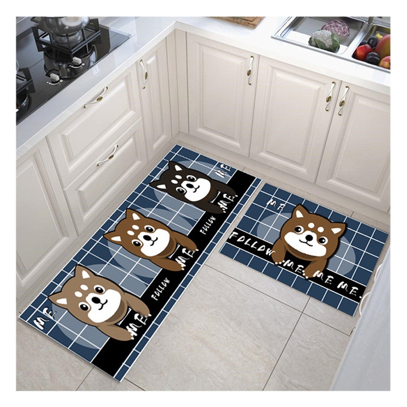 Alfombra de piso antideslizante resistente a las manchas largas de dibujos animados hogar absorbente de aceite alfombra de piso de cocina cristal terciopelo alfombra de piso tienda completa se puede utilizar para la entrega