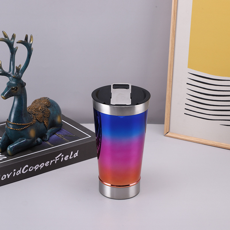 Gradiente creativo galvanoplastia UV con taza abridor de botellas de cerveza 304 aislamiento de acero inoxidable taza de helado de mantenimiento de frío taza de coche