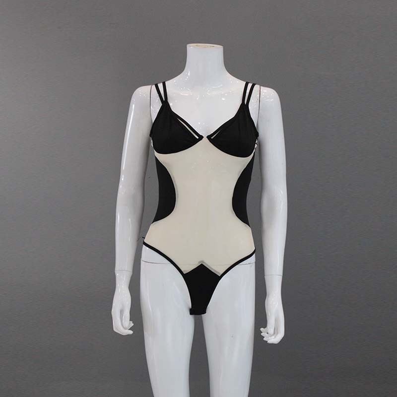 Body de malla con patchwork para mujer, estilo europeo y americano, muy vendido, sexy, ajustado, de alta elasticidad, transparente. image 8