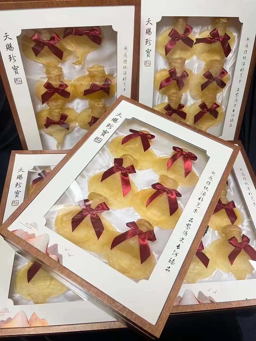 Tianshi Treasure ventana abierta, pegamento de pescado, productos secos, caja de regalo de abollo, caja de exhibición, caja vacía de tónico de ginseng.