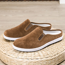 春季新款条绒布面一脚蹬半托软底轻便透气老北京布鞋跨境批发