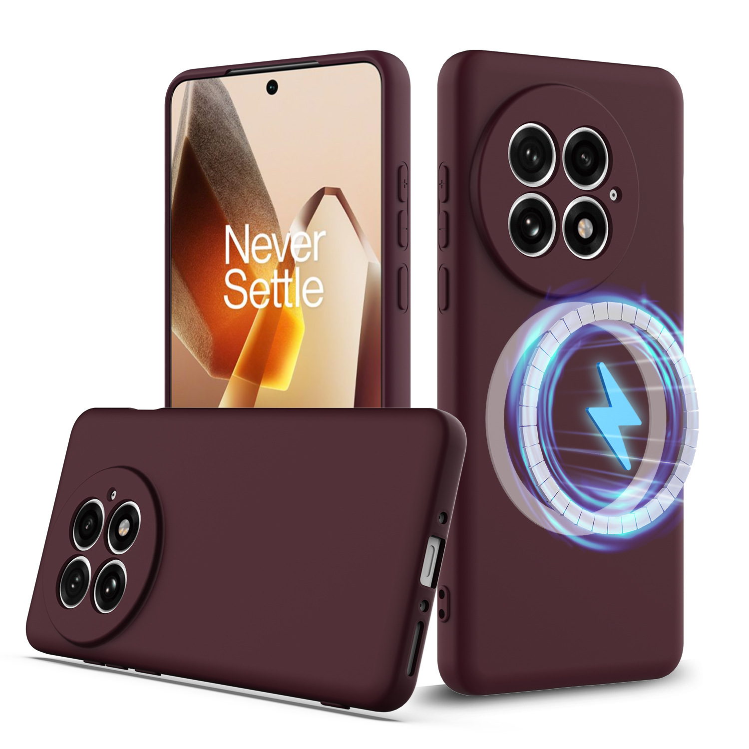 适用于ONE PLUS 1+13 T 1+ Ace 5 液态硅胶磁吸保护套壳纯色简约