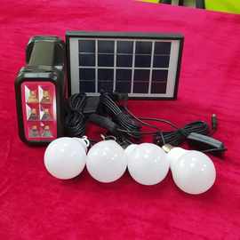 小型家用太阳能发电机 3W小系统灯 6AH太阳能发电 4灯泡 USB充电