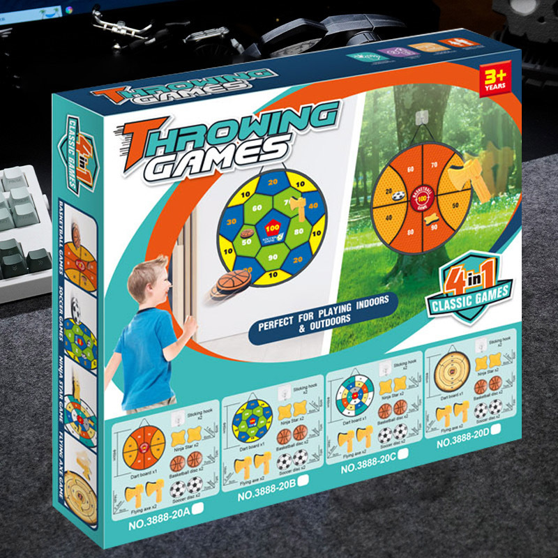 Transfronterizos 4 en 1 niños lanzan objetivos interactivos padres-hijos al aire libre hacha dardo juego de juguetes de lanzamiento al por mayor