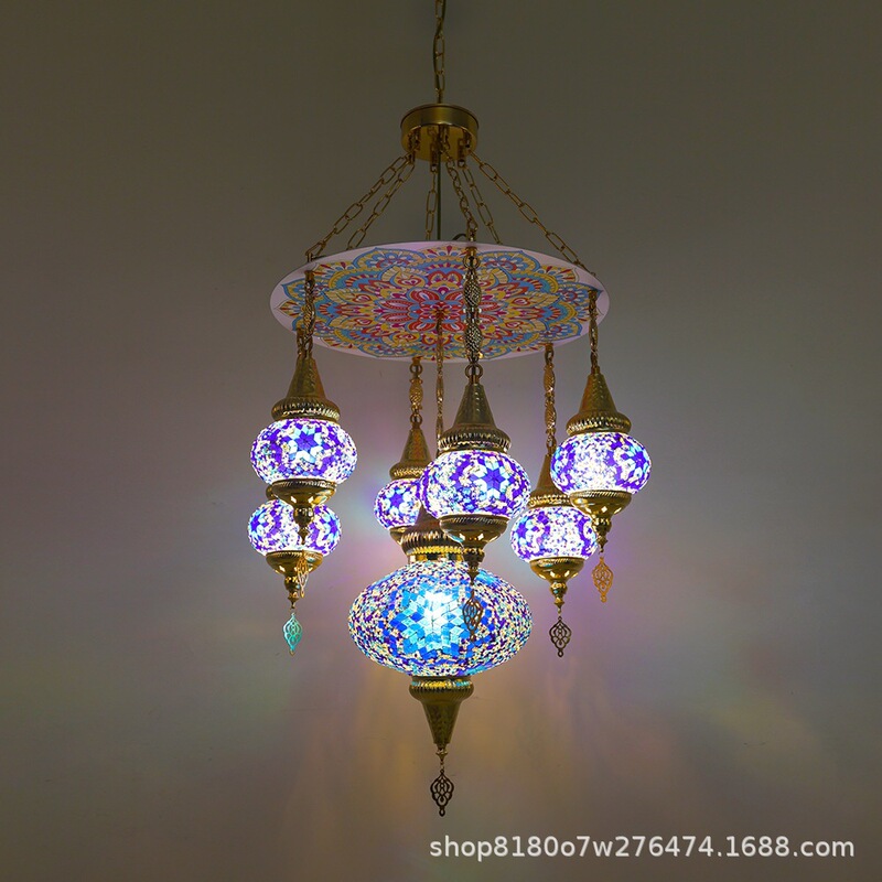 Bohemian colorful chandelier, Turkish exotic style, Xinjiang ethnic style, mosaic chandelier for restaurants and bars Bohemian colorful chandelier, Turkish exotic style, Xinjiang ethnic style, mosaic chandelier for restaurants and bars