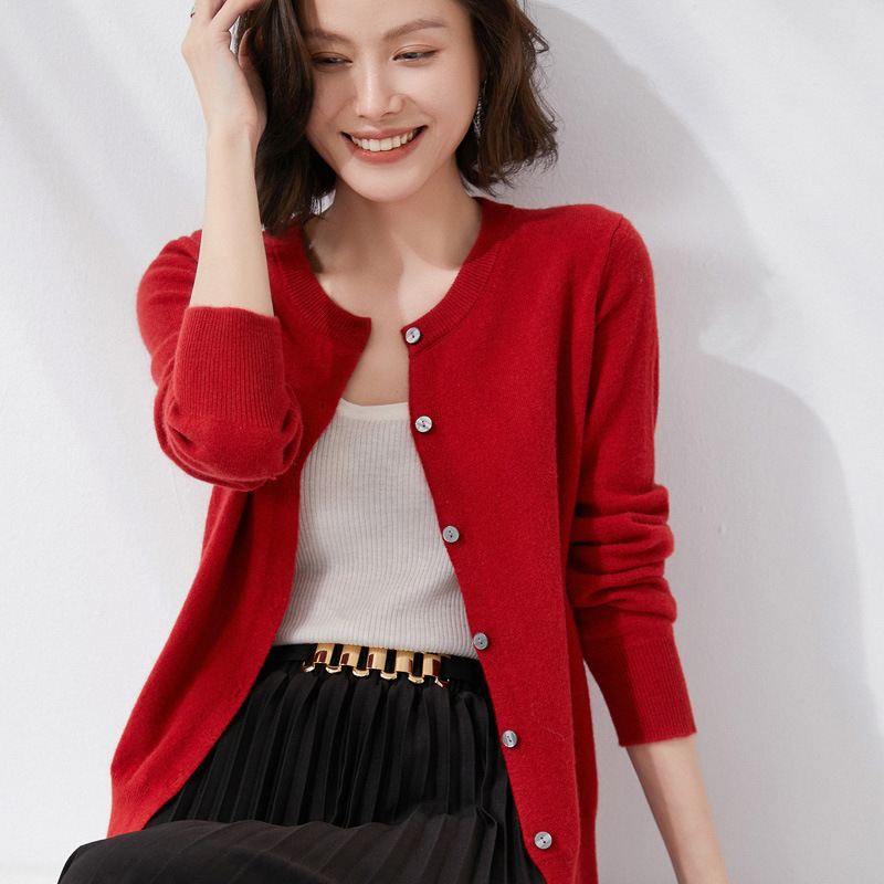 New 2023 Autumn Style Women's Cardigan Long Sleeve Round Neck Straight-Leg Sweater Origin and Fashionable
