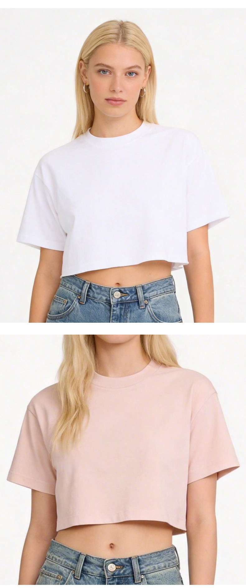 Summer Loose Round Neck Short T-shirt With Exposed Navel, Casual Solid Color Short Sleeved Shirt_ecoleips.com