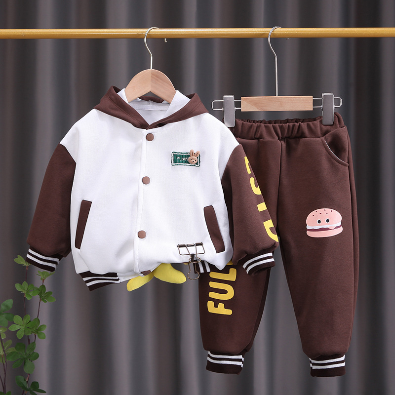 Boys' Baseball Suit Cartoon Casual Fashion Hot Selling 2023 Autumn New Mid size Children's 1-5 Year Old Two Piece Set_voghion.com