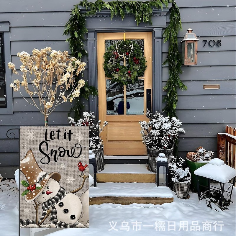 クリスマス雪だるま花園旗冬庭園装飾祝日配置用品クリスマス屋外旗クロスボーダー|undefined