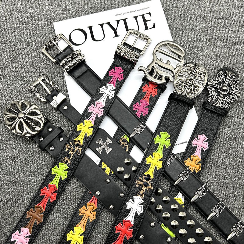 CH Crowe Sword Belt Men's Roller Hollow Evergreen Vine Women's Belt Star Same Style Punch Retro Heart CH Crowe Sword Belt Men's Roller Hollow Evergreen Vine Women's Belt Star Same Style Punch Retro Heart